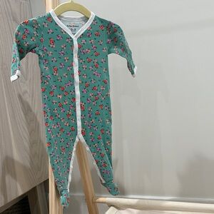 Roller Rabbit Green Floral Kids Footie